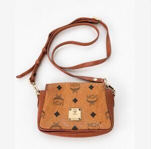 MCM VISETOS MINI SHOULDER BAG CROSSBODY BAG LEATHER BROWN MONOGRAM VINTAGE